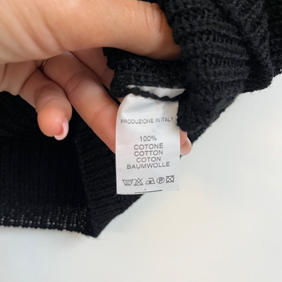 Made in Italy Black Knit Asymmetrical Halter Top 100% Cotton Size S - Picture 8 of 10